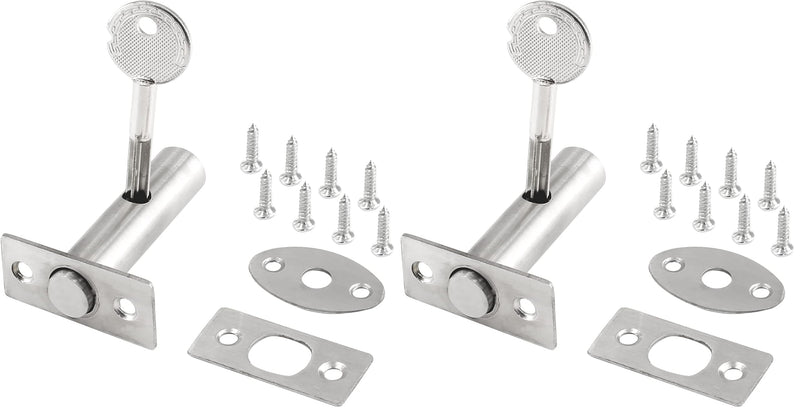 Stainless Steel Hidden Manager Tubewell Key Mortise Lock Hardware with Key and Screw for Door Length 3.14" / 80mm (Pack of 2) 3.14 inches (Pack of 2)
