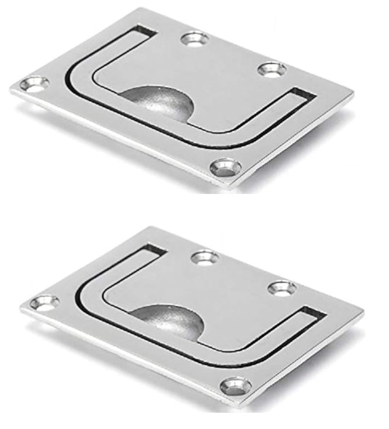 Two Marine Grade Stainless Steel Heavy-Duty Flush Lifting Handles, 3" x 2-1/4"