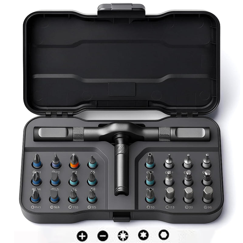 24 in 1 Magnetic Ratchet Screwdriver Set - Precision Professional Tool Kit with Case for Electronics, Computer, Phone, Watch, Bicycle, DIY Home Repair