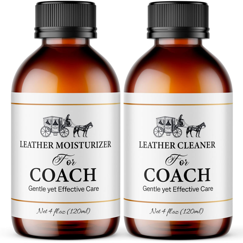 Leather Cleaner & Moisturizer Set for Coach, Gentle Formula to Remove Stains & Restore Shine, Keeps Leather Looking Like New, 120ml x2