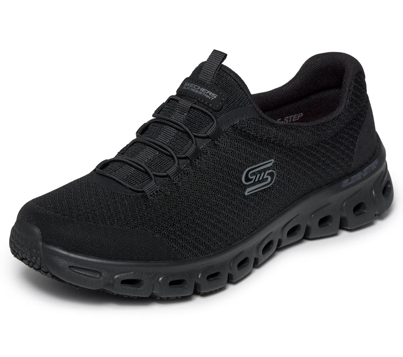 Skechers Women's Mesh Bungee Slip-On Sneaker with Glide-Step Slip Resistant Outsole 8 Black