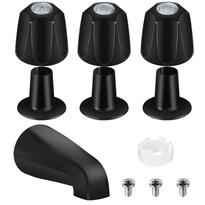 Matte Black Bath Tub Spout Shower Trim Kit, with 3 Shower Knob, Compatible with Price/Pfister Verve Tub/Shower Faucet Handle Set, for 1/2'' Pipe MALE Thread Connection, 3/4'' IPS Pipe Inside Thread
