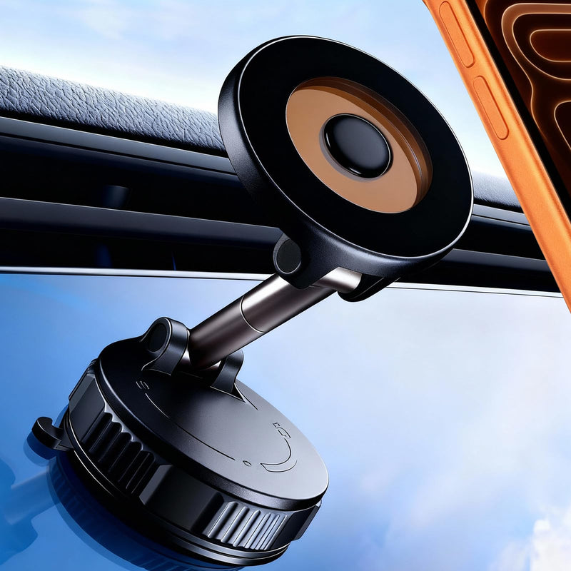 RayLink [Ultra Strong 120LB Vacuum Suction & 2800gf Magnet] Magnetic Phone Holder for You Car, 360° Adjustable for MagSafe Compatible Car Phone Mount for iPhone 17/16/15/14/13/12 Pro Max Plus