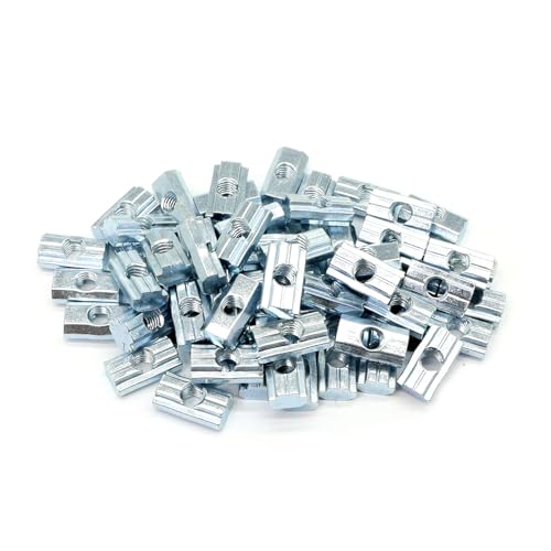 100Pcs 25 & 10 Series Aluminum Extrusion Profile M6 T-Slot Slide Nuts Hardware for 1 Inch x 1 Inch 1" 1010 1020 2525 2550 Extruded Aluminum Fastener Accessories 10 Series Type Nut