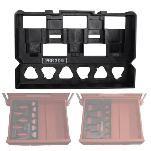 Custom ABS Plastic Insert for Milwaukee M12 Batteries, One Insert Fits 6 CP Batteries & 5 XC Batteries in a half drawer of a Milwaukee Packout 48-22-8442 & 48-22-8443 (Black) Black