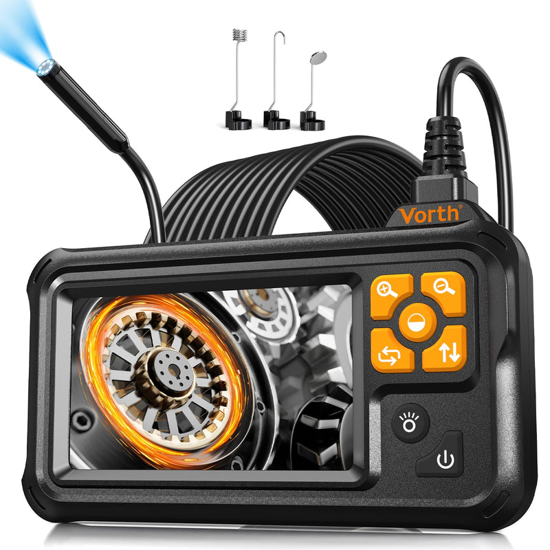 Endoscope Camera with Light, 4.3" IPS Screen 1080P Borescope with 8 LED Lights, 16.5 FT Semi-Rigid Cable Snake Camera, IP67 Waterproof Sewer Inspection Men Tool Single Lens P100-Single lens