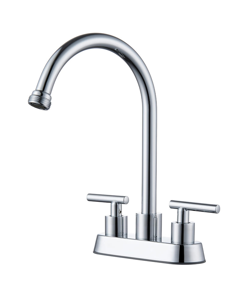 4 Inch Centerset Laundry Faucet, 2 or 3 Hole Deck Mount, Chrome Utility Sink Faucet with 360° Swivel Spout and 3/4'' Thread End Garden Hose Adapter