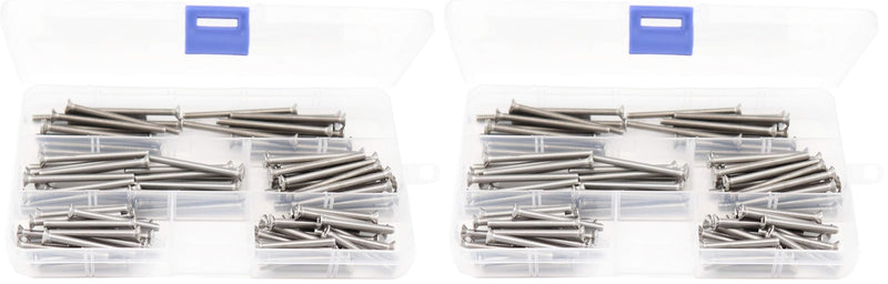 100pcs Flat Phillips Head M4 Machine Screws Assortment Kit, 304 Stainless Steel, M4 x 35mm/ 40mm/ 45mm/ 50mm/ 55mm (Pack of 2) 100 (Pack of 2)