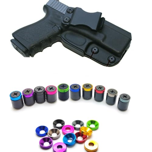 Colorful Chicago Screws,Mixed Color Phillips Head Stainless Steel 304 Antirust Screw Holster Fastener eather Straps/Belts Kydex Holster/Sheath Repair (Mixed Color, 9mm Rubber pad,20 Sets)
