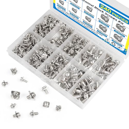 Screw Terminal Blocks Kit, Electrical Connector Screws with Square Washers