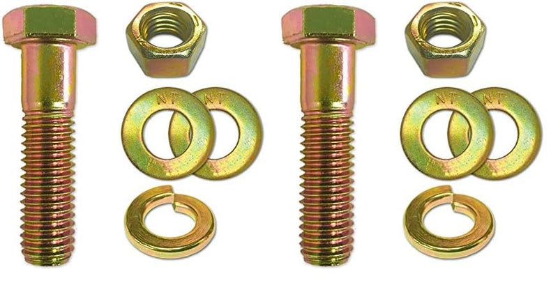 (2 Sets) 1/2-13x3 Grade 8 Hex Cap Bolts Screws, Nuts, Flat & Lock Washers Yellow (Pack of 2) One Size (Pack of 2)