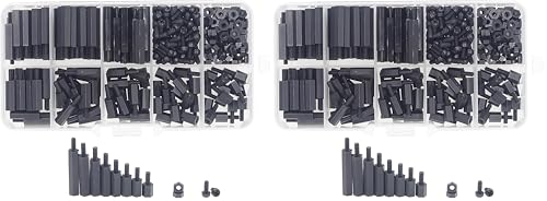 320pcs M2.5 Nylon Hex Spacer Standoffs Screws Nuts Assortment Kit; Male-Female(Black) (Pack of 2) M2.5 (Pack of 2)