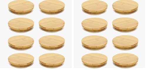 Bamboo Wooden Mason Jar Lids Regular Mouth, ECO friendly - Fits Standard Size Mason, Ball and Glass Canning Jars - Set of 8 (Pack of 2) Set of 8 (Pack of 2)