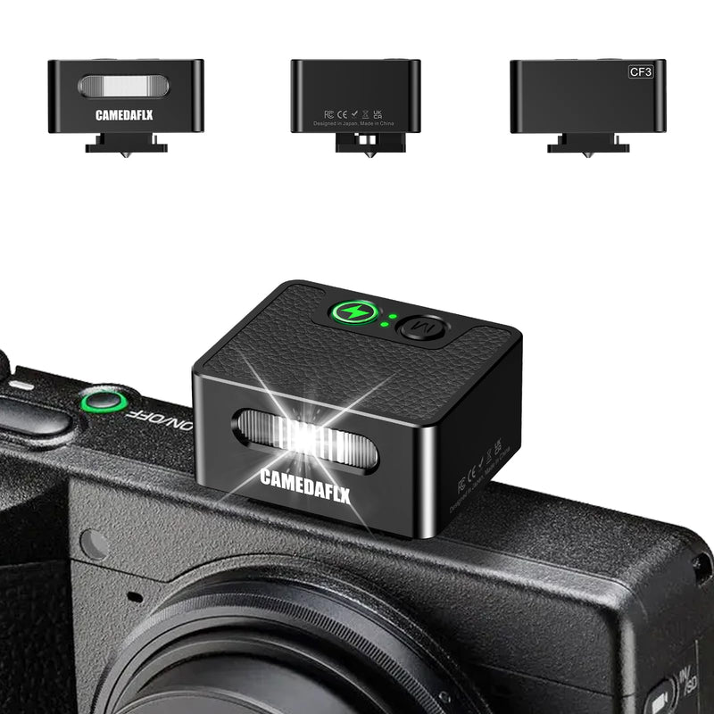 Mini Camera Flash-CF3 Manual Mini Flash,GN5, Aluminum Hot Shoe Flash Speedlight for Ricoh GR3/Sony ZV1/Fuji/Canon/Nikon for Film Camera/DSLR.(Black)