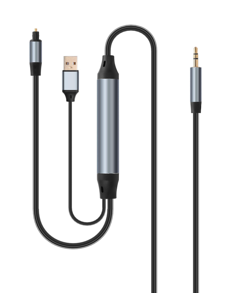 CERRXIAN Toslink Optical SPDIF to 3.5mm AUX Audio Adapter Cable 6 Ft, 24bit / 192KHz SPDIF Digital Fiber Optic to Analog Converter with USB - 6FT Power NOT AUX to Optical