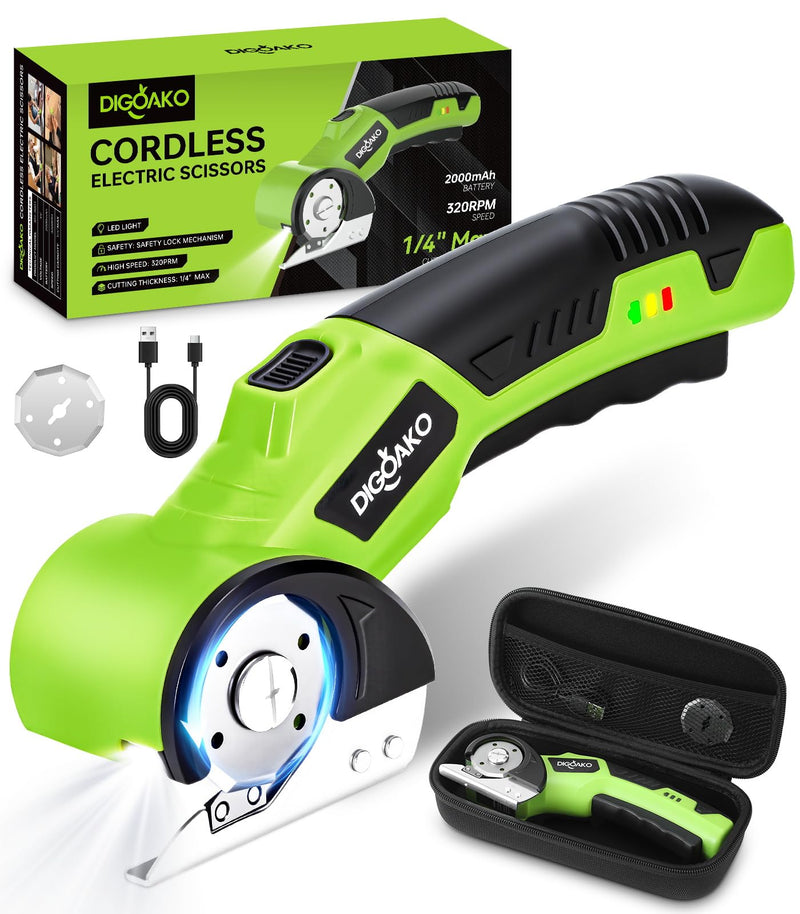 Cardboard Cutter - Rechargeable Cordless Electric Scissors, 4V Duty Electric Box Cutter for Cardboard, Safety Lock & LED Light, Powerful Cutting for Carton Carpet Plastic Fabric Leather