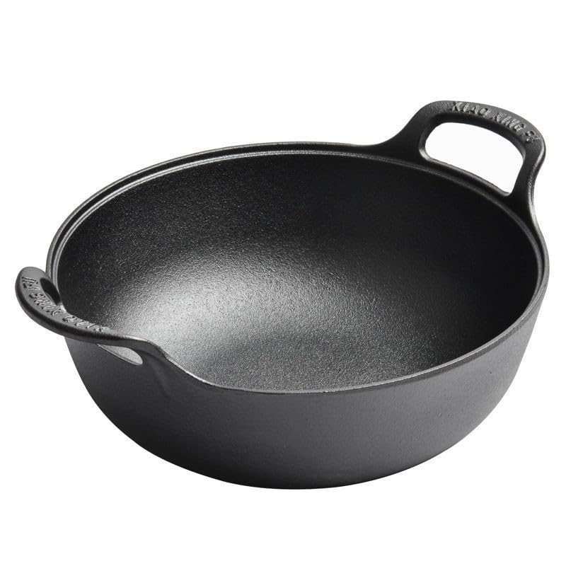 9 inch Cast Iron Wok with Handles, Grilling Pan, Use in the Oven, on the Stove, or on the Grill (9 inch) 9 inch without Lid