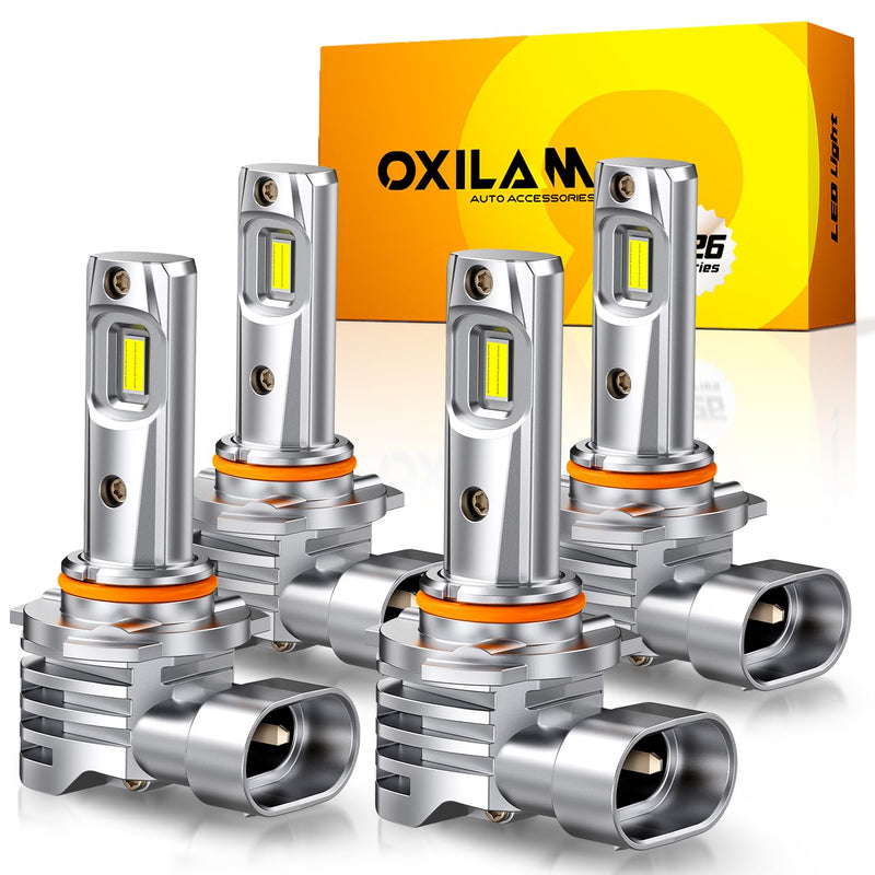 OXILAM 9005 9006 LED Bulbs Combo, 900% Brighter 6500K Cool White Driving Bulbs, 60,000Hrs Lifespan, IP68, 1:1 Size, Anti-Flicker Fog Light, Plug & Play, Pack of 4 9005+9006