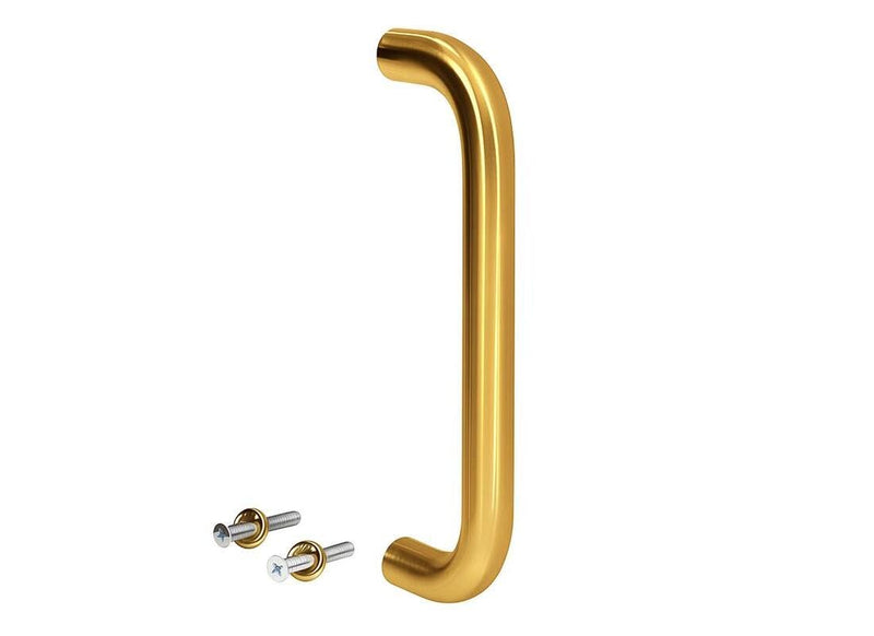 BRIXWELL Solid Pull Handle Aluminum Material, Polished Brass Finish, 2-7/16" Projection, 10-3/4" Length, 10" Center to Center, Includes 1/4"-20 Bolts and Washers 10-3/4"