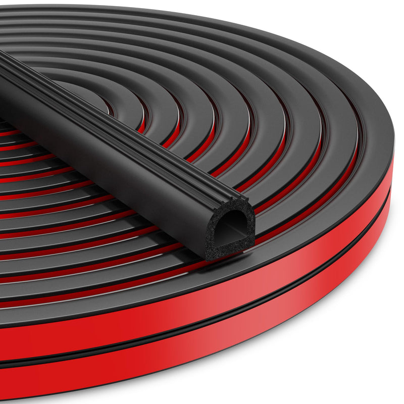 UIOCSSC EPDM Rubber D-Shaped Weather Stripping 26FT RV Door Seal with Strong Self Adhesive, Trailer & Truck Bed Seal, Tonneau Cover, Marine Boat Hatch Gasket, W:0.59"; H:0.61" 26 Feet Black