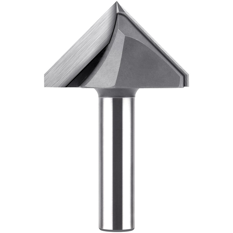 90 Degree V Bit 1/2" Shank, 2" Cutting Diameter Carbide Tipped V Groove Router Bit Wood CNC Router Bits for Grooving, Chamfering, Engraving 90 Degree, 1/2" Shank, 2" Cut Dia