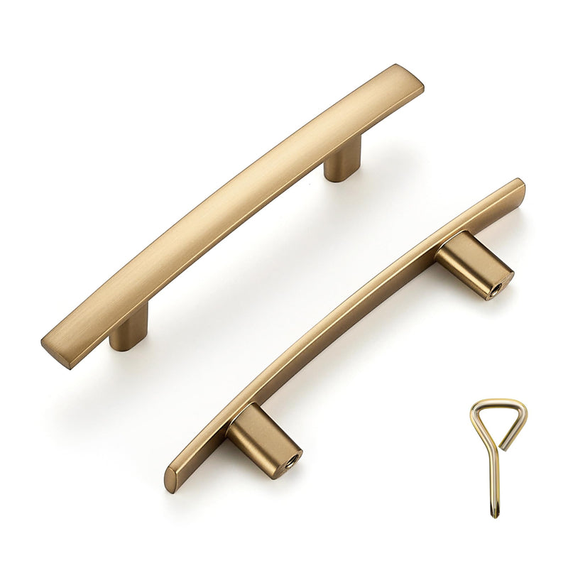 Ravinte 10 Pack Solid 3 Inch Hole Center Cruved Bar Cabinet Handles 5-3/16” Length Kitchen Cabinet Pulls Black Drawer Pulls Kitchen Hardware Champagne Bronze Dresser Pulls for Cupboard