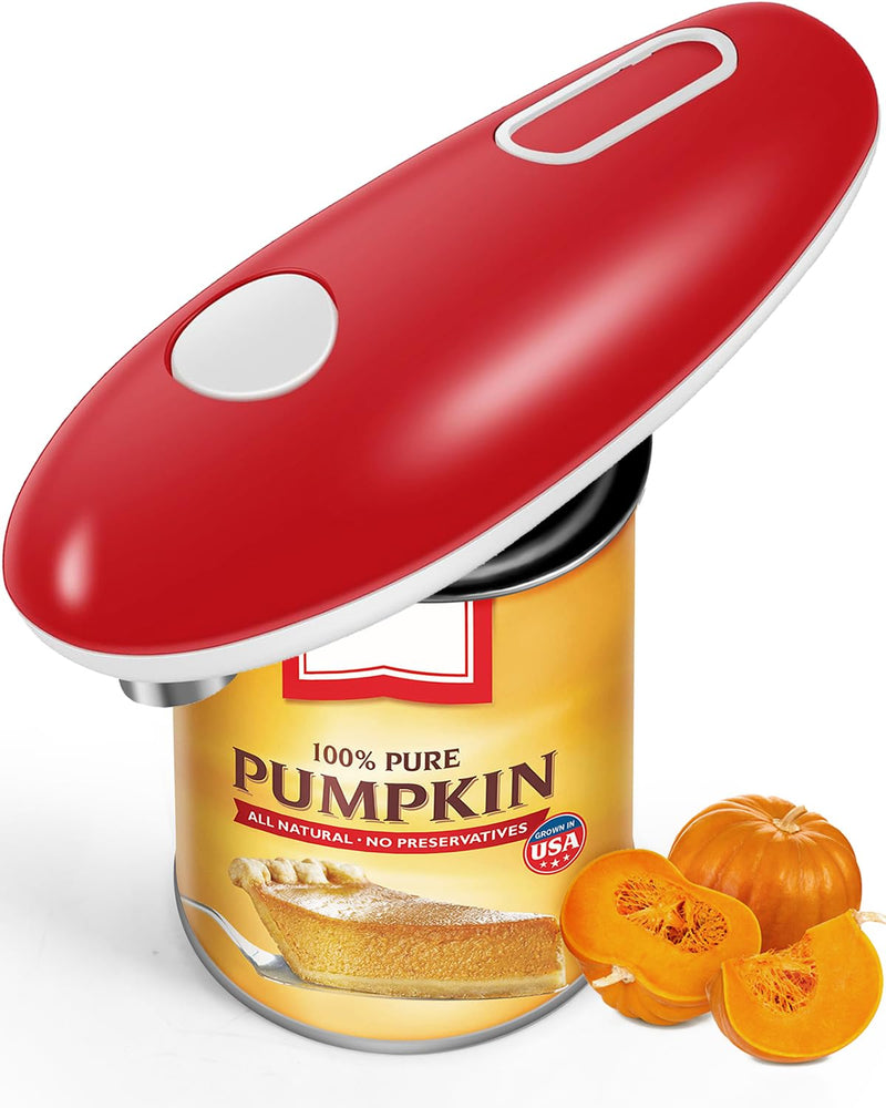 Electric Can Opener, One Touch Hand Free Tin Opener Electric Can Openers for Arthritis Hands Can Openers with One Touch Switch Kitchen Old Man Restaurant Chef's Best Choice-Powerful Safe & Easy Red