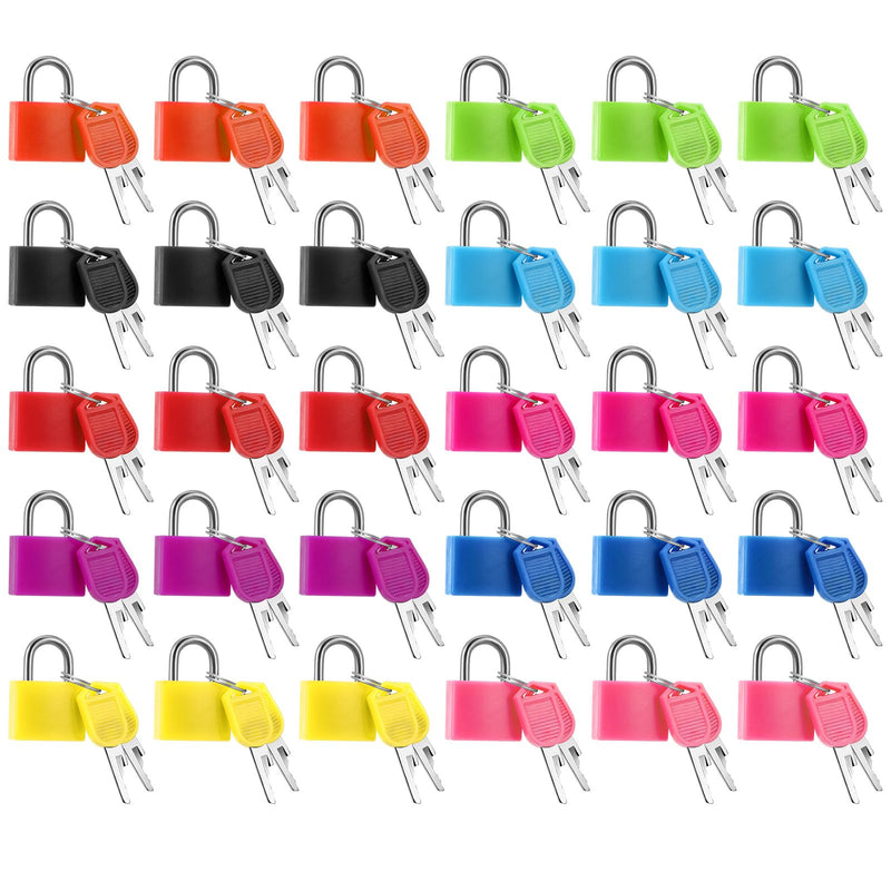 30 PCS Mini Keyed Padlocks Small Brass Suitcase Locks with 2 Keys for Travel Backpack Gym Locker Jewelry Box Drawer 10 Colors