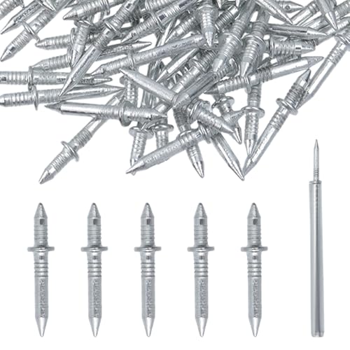 Woogim 500 PCS Double Head Skirting Thread Seamless Nail with Nail Specific Sleeve Tool,1" Invisible Seamless Baseboard Screws for Baseboards, Shelves & Wall Decor,Carbon Steel