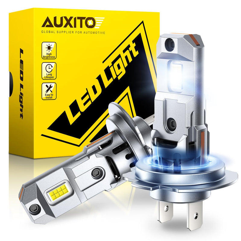 AUXITO H7 Bulbs, 900% h7ll LED Super Bright, Mini Size, Plug N Play, Long Lifespan, 2PCS H7 with Fan