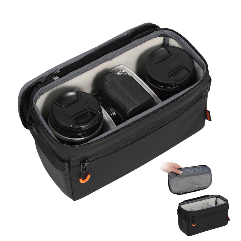 TARION Padded Camera Insert Bag Protective Framed DSLR Inner Case Organizer | Fits 1 Camera and 2 Lenses - Removable Lid Compatible for DSLR SLR Mirrorless Cameras ShellCore XS Xs (1 Camera 2 Lenses)