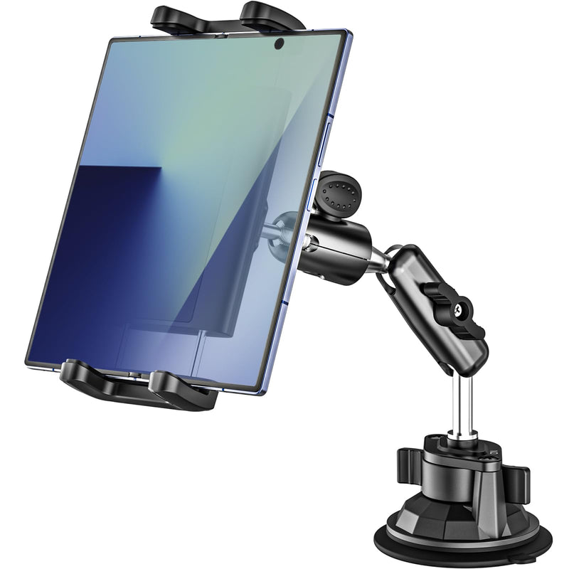 Z Fold Car Holder, Windshield Mount for Foldable Phone, Super Suction Cup | 360° Metal Arm Truck Dashboard Tablet Phone Stand for Galaxy Z Fold 8 7 6 5 4 3 2, Pixel Fold, Galaxy Tab, 4-13" Device