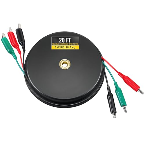 20ft Retractable 3 Wire Test Lead with 3 Alligator Clips 20FT