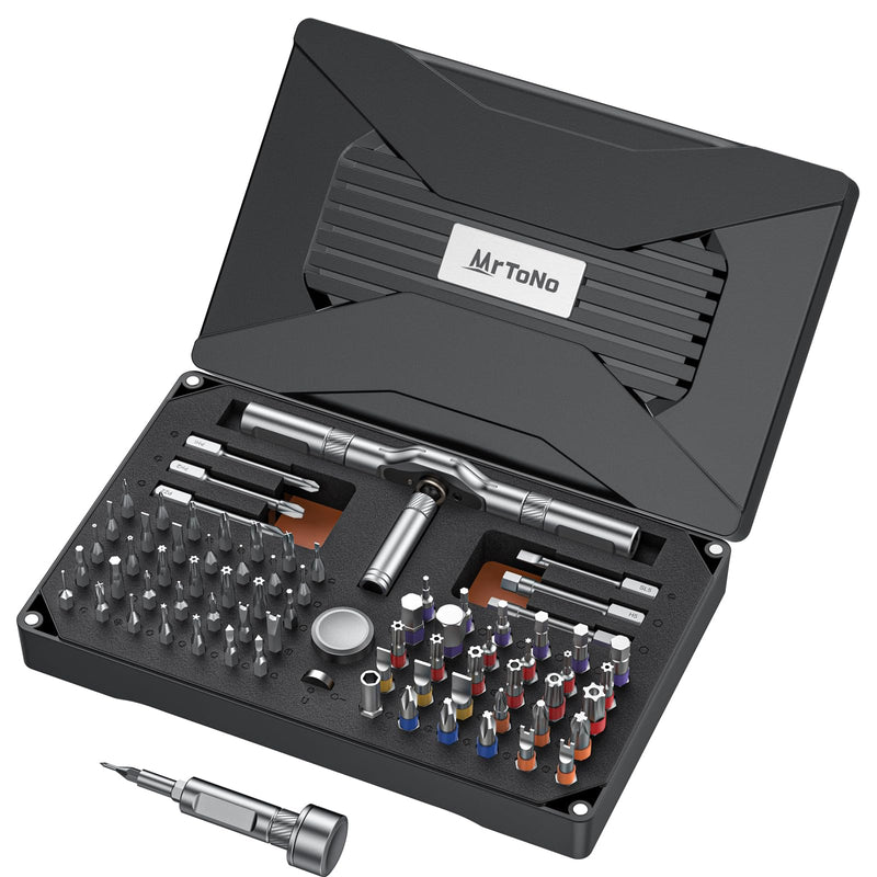 74 in 1 Magnetic Screwdriver Set, Ratchet Screwdriver, Multi Bit Screwdriver Set with Detachable Handle, RepairTool Kit for Furniture, Precision Electronics, Bicycle, DIY, Computer 74 PCS Black