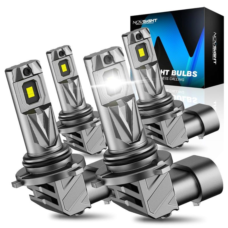  [AUSTRALIA] - NOVSIGHT 90𝟎𝟓 90𝟎𝟔 Fog Light Bulbs - 1:1 Mini Size 90𝟎𝟓/𝐇𝐁3 90𝟎𝟔/𝐇𝐁4 Fog Bulbs Combo, 600% Bright 6500K White Fanless LED Light Bulbs, Easy Install, Plug and Play, Pack of 4 9005&9006