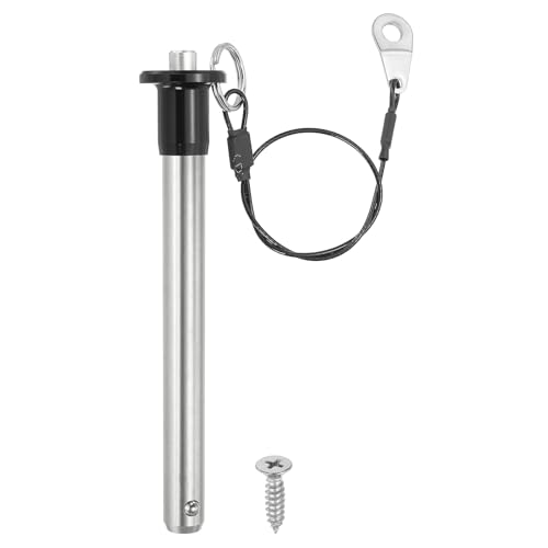 PATIKIL 1/2"(12mm) Diameter 304 Stainless Steel Quick Release Pin, Usable Length 3.9"(100mm) Push-Button Ball Locking Pin with 25cm Lanyard Cable M5 Screw, Silver 1/2" x 3.9"