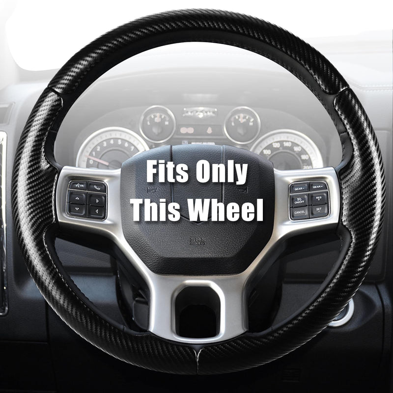 Aimato Customized Steering Wheel Cover for Dodge RAM 1500 2012-2018,RAM 1500 Classic 2019-2023,RAM 2500/3500/4500/5500 2012-2018 Thin,Anti-Slip,Scratch-Resistant Exclusive Car Accessory for RAM Matte Black