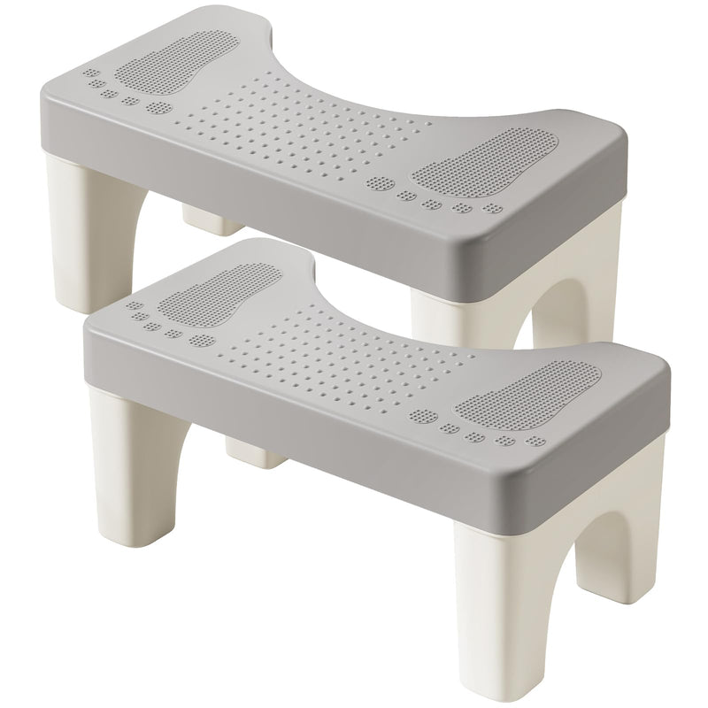 2 Pack Poop Stool Adult, Portable Toilet Stool Squat for Pooping, Travel Squatting Potty for Adults & Kids, Toilet Foot Stools for Bathroom, Gray 2Pcs