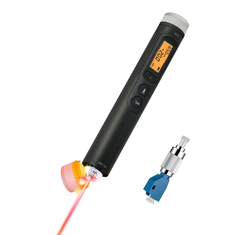 TFN 3-in-1 Fiber Optic Tester, 30KM Visual Fault Locator, Optical Power Meter with LCD Display and LED Light, Includes FC Male to LC Female Adapter for LC/FC/SC/ST V30T