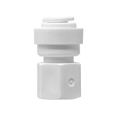 Metpure 1/4" OD Quick Connect x 1/4" Comp (7/16" UNS Thread) Female Faucet Adapter Fitting for Water Filtration RO Faucet Adapter. White.