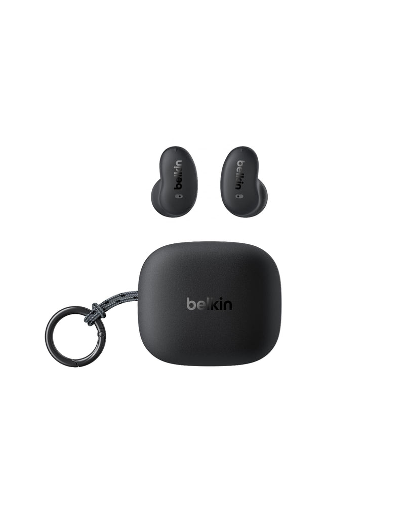 Belkin SoundForm Anywhere Ultra-Compact True Wireless Earbuds | Semi in-ear earbuds, IPX4 water resistant, key ring carry case, ENC mic, multipoint, commute, travel, gym