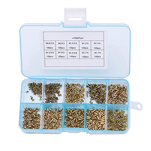 1000 PCS Mixed Hollow Rivets M0.9 M1.3 .5 .7 Through Hole Copper Tube Rivets Double-Sided Circuit Board PCB Fasteners Grommet Installation Tool