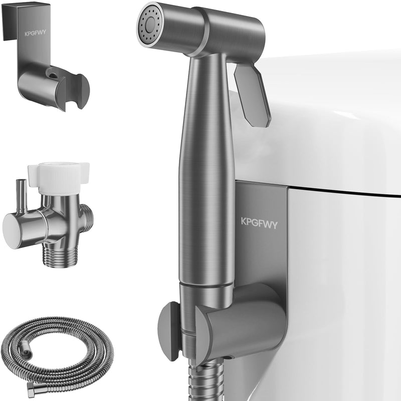 Handheld Bidet Sprayer for Toilet - Adjustable Pressure Stainless Steel Jet Sprayer for Cloth Diaper Cleaning, Feminine Wash & Baby Care, Muslim Shower Hose Kit KPGFWY (Gunmetal Gray) Gunmetal Gray