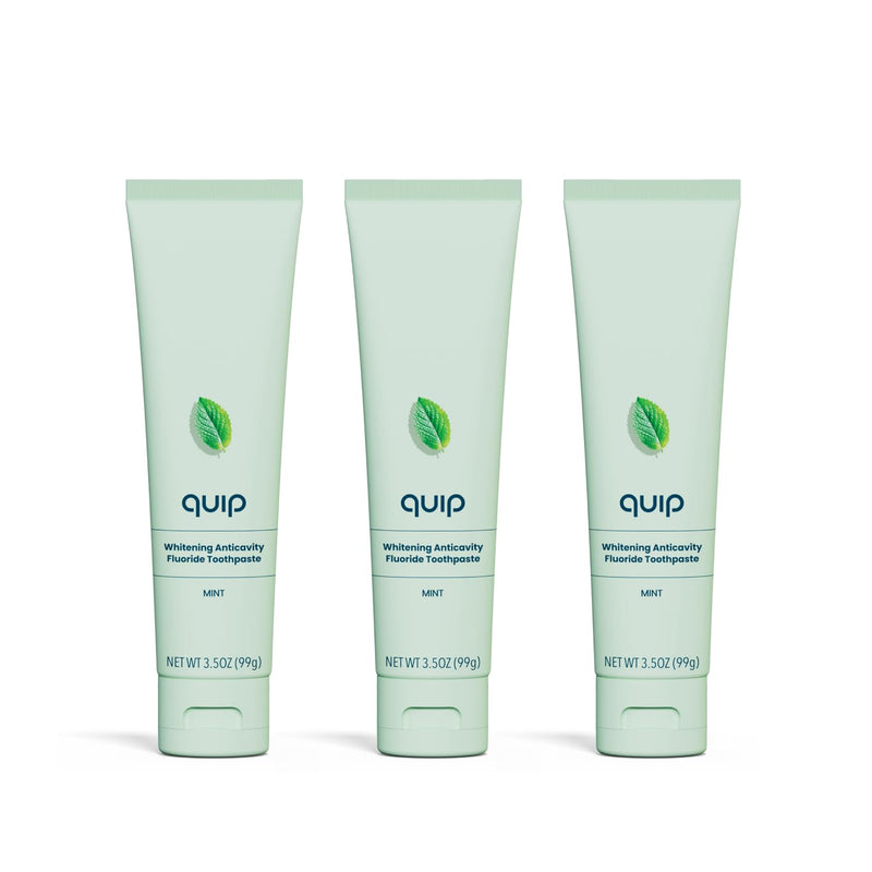 quip Daily Strengthening Anticavity Toothpaste - Fights Cavities - Strengthens Enamel - Gently Whitens - No SLS - Dentist-Recommended Full-Mouth Clean - Mint Flavor - 3.5oz - 3pk