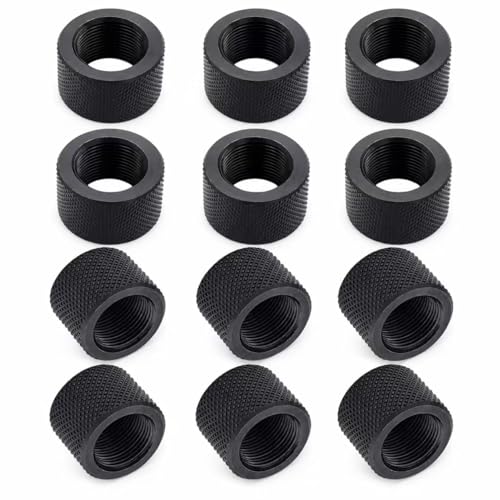 12-Pack 6 x 5/8x24 & 6 x 1/2x28 Thread Protector, Steel Black 6P-5/8x24 & 6P-1/2x28