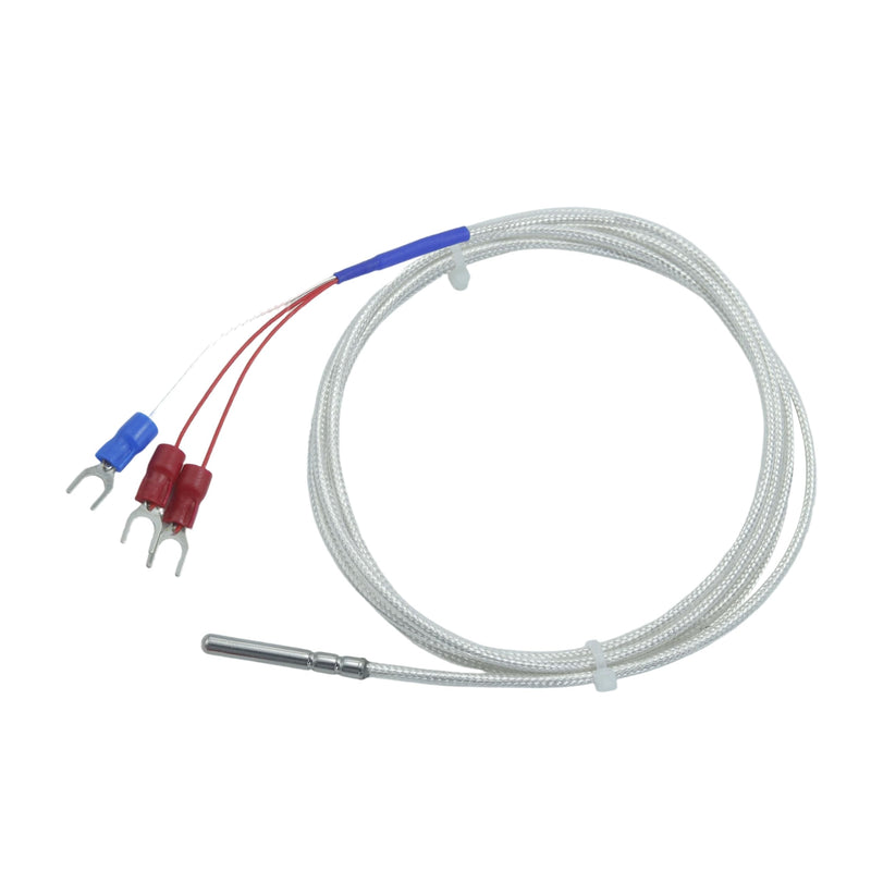 PT100 RTD Temperature Sensor Probe - 3 Wire Stainless Steel Waterproof Temperature Sensor, 59 inch Silver Braided Cable for PID Controller, Brewing, HVAC, Industrial Temperature Monitoring