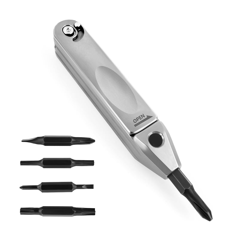 Titanium Small Pocket Screwdriver EDC Tools,8 in 1 Multi Keychain Screwdriver Set with Double Ended Bits,Mini Magnetic Repair Multitool for Indoor Outdoor Use