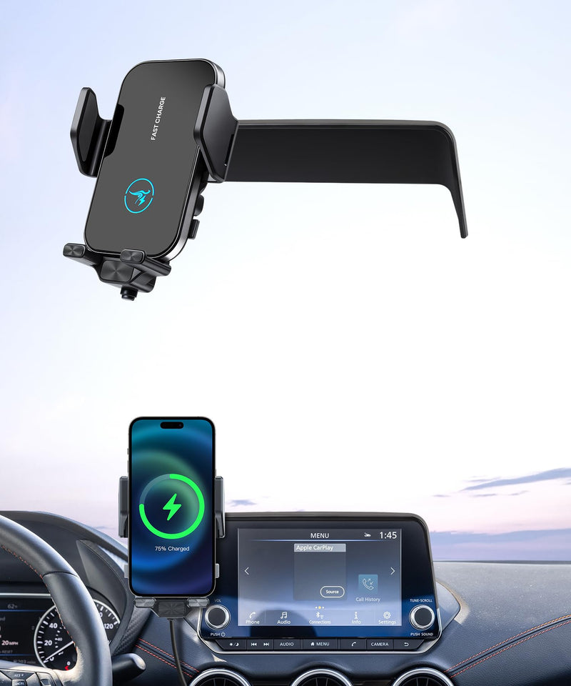 Wireless Charger Car Phone Holder for Nissan Rogue Sentra Altima 8" Screen | Rogue 2021-2026/Sentra 2020-2025/Altima 2019-2025, Auto clamp Cell Phone Mount Accessories 15W Qi Fast Charging Stand