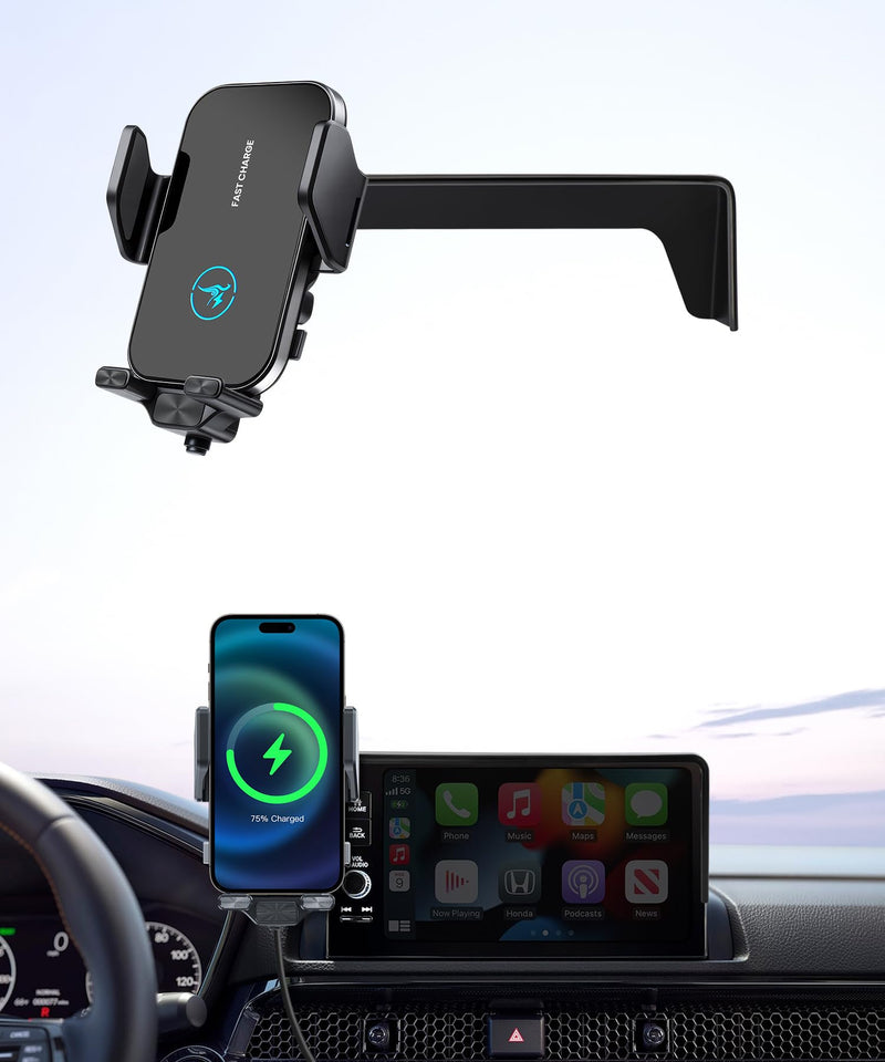 Wireless Charger Car Phone Holder for Honda Civic 2022-2026 7/9" Screen | Civic Hybrid 2025-2026,Auto Clamp Cell Phone Mount Accessories 15W Qi Fast Charging Stand Compatible with iPhone Android