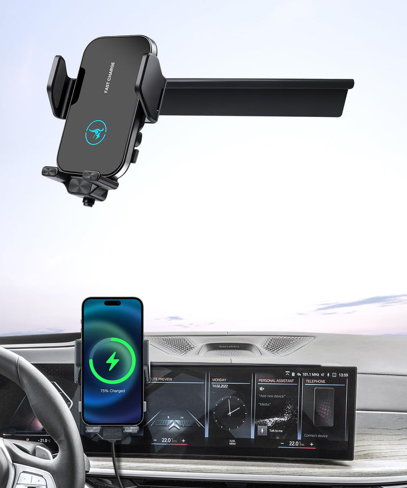 Wireless Charger Car Phone Holder for BMW X5/X6/X7 2024-2025, 14.9" Screen | X5M/X6M 2024-2025,X7/X7M 2023-2026,Auto Clamp Cell Phone Mount Accessories 15W Qi Fast Charging Stand fit iPhone Android